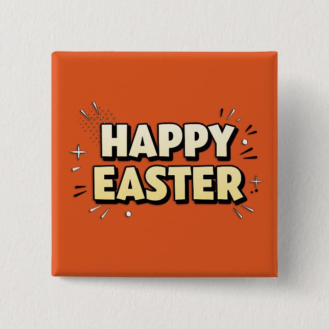 Happy Easter Modern Terracotta Typographic Pin (Front)