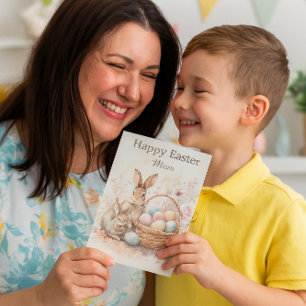 Happy Easter Mom Watercolor Folded Holiday Card