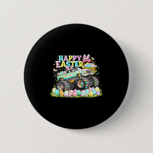 Happy Easter Monster Truck Bunny Ears Easter Eggs  6 Cm Round Badge