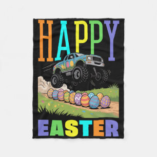 Happy Easter Monster Truck Cool Digger Boys Kids T Fleece Blanket