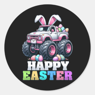 Happy Easter Monster Truck Easter Bunny Monster Tr Classic Round Sticker