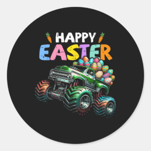 Happy Easter Monster Truck Easter Eggs Toddler Boy Classic Round Sticker