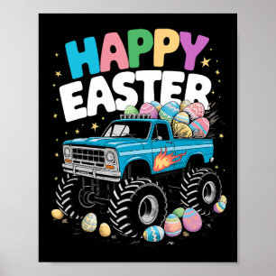 Happy Easter Monster Truck Easter Eggs Toddler Boy Poster