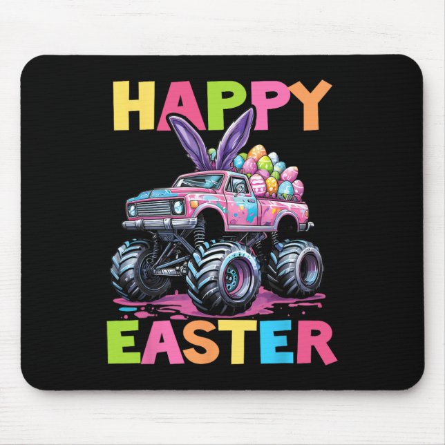 Happy Easter Monster Truck Easter Eggs Toddler Kid Mouse Mat (Front)