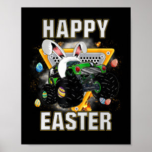 Happy Easter Monster Truck Easter Eggs Toddler Kid Poster