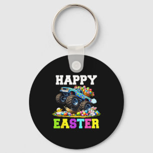 Happy easter monster truck funny easter eggs boy key ring