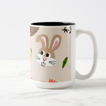Happy Easter Mug Design: Chick, Bunny, and Spring