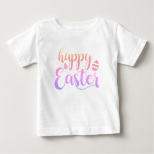 Happy Easter Multi-coloured Easter Egg Typography Baby T-Shirt