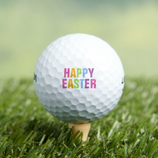 Happy Easter Multicolored Colourful Rainbow Letter Golf Balls (Insitu Tee)