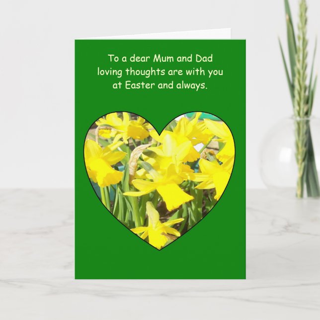 Happy Easter Mum And Dad Card - Daffodils (Front)