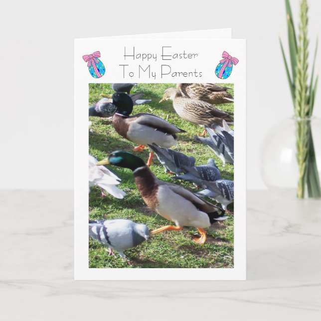 Happy Easter Mum And Dad Card - Ducks (Front)
