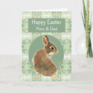 Happy Easter Mum Dad Fun Bunny Rabbit Holiday Card