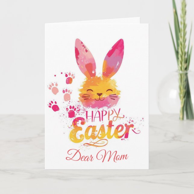 Happy Easter Mum , Personalised Easter funnyBunny Holiday Card (Front)