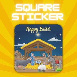 Happy Easter - Nativity Square Sticker