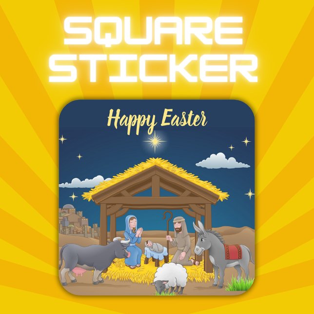 Happy Easter - Nativity | Square Sticker (Creator Uploaded)