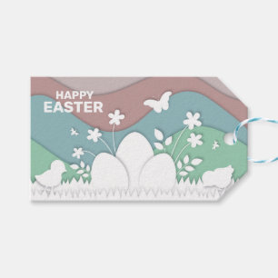 Happy Easter nature cute cartoon animals  Gift Tags