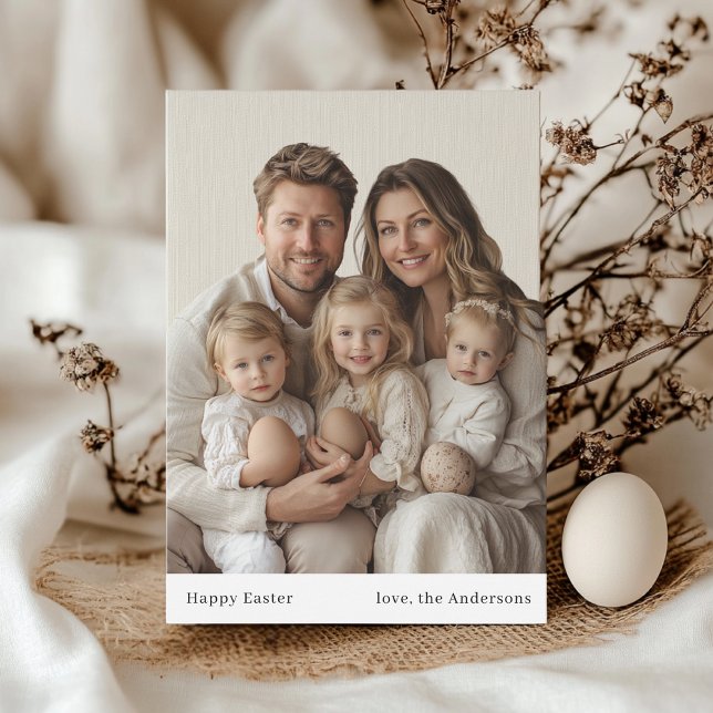 Happy Easter Neutral Family Photo & Name Invitation (Creator Uploaded)