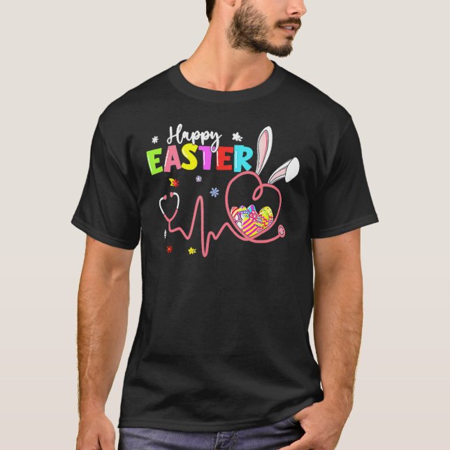 Happy Easter Nurse Bunny Rabbit Eggs Stethoscope G T-Shirt (Front)