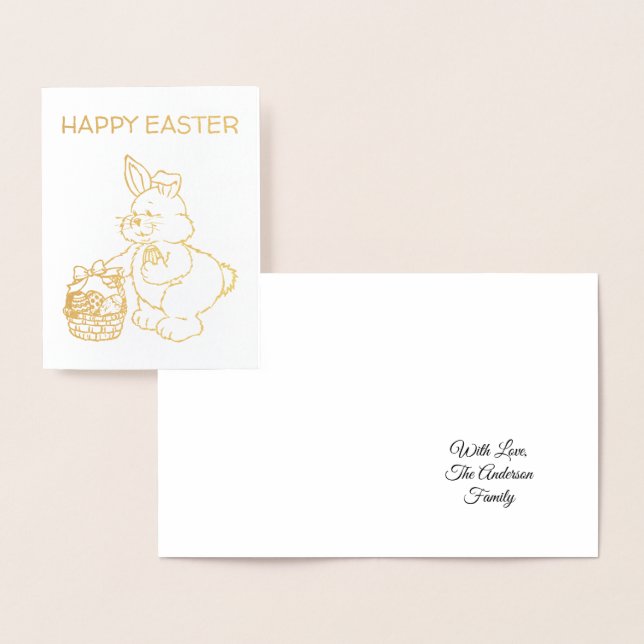 Happy Easter or Your Text Cute Easter Bunny Foil Card (Display)