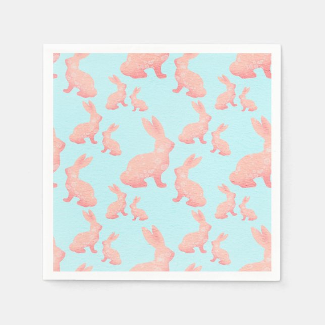 Happy Easter - Orange red Bunny's pattern Napkin (Front)