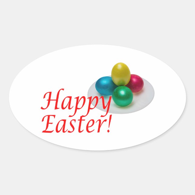 Happy Easter Oval Sticker (Front)