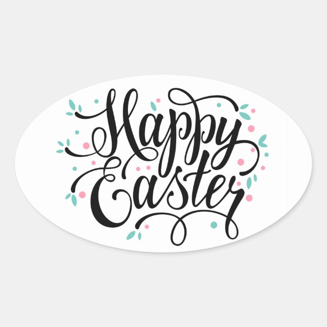 Happy Easter Oval Sticker (Front)
