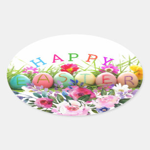 Happy Easter Oval Stickers