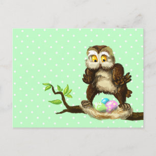 Happy Easter owl Holiday Postcard