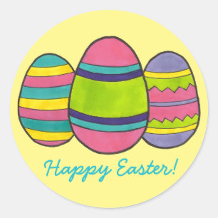 Happy Easter Painted Colourful Egg Hunt Eggs Classic Round Sticker
