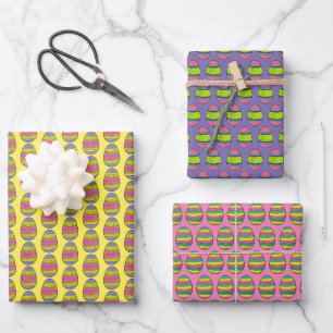 Happy Easter Painted Eggs Basket Egg Hunt Wrapping Paper Sheet