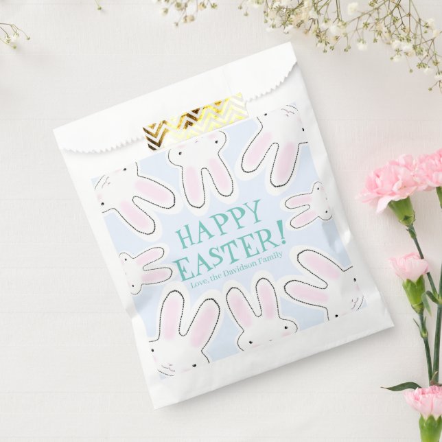 Happy Easter pale blue cute peeking bunnies custom Favour Bags (Sealed)
