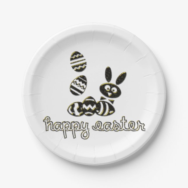 Happy Easter Paper Plates  Digital Embossed effect (Front)