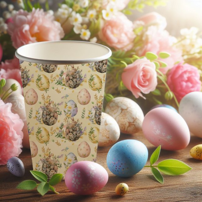 Happy Easter Party Bunny Celebration Yellow Paper Cups (Creator Uploaded)