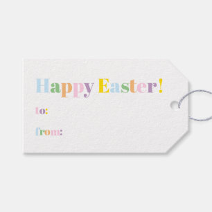 Happy Easter pastel colours modern typography Gift Tags