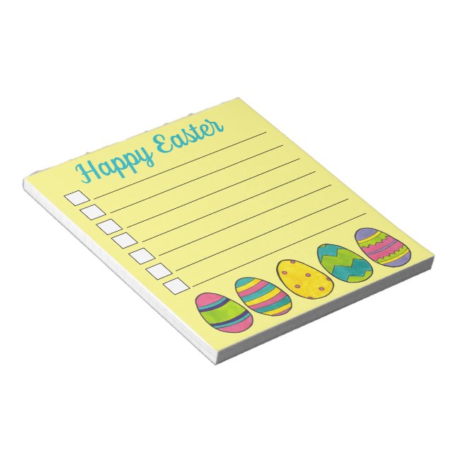 Happy Easter Pastel Egg Hunt Eggs Checklist Notepad (Angled)