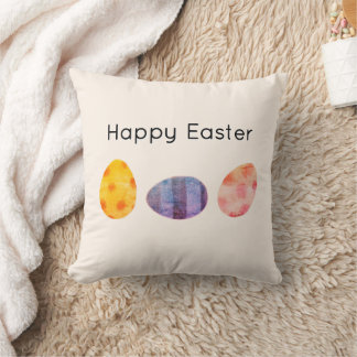 Happy Easter Pastel Eggs Elegant Soft Cream Cushion