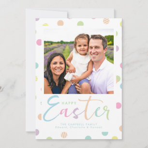 Happy Easter Pastel Polka Dot Photo Card