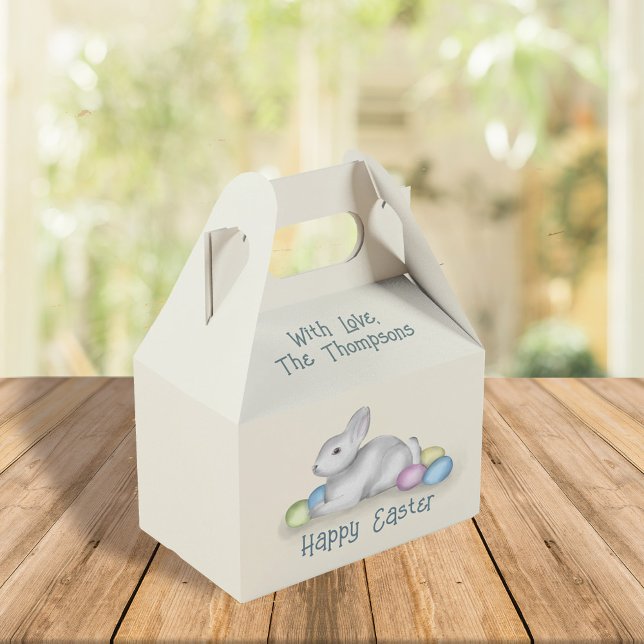 Happy Easter Pastel Simple Bunny Typography Favour Box (Creator Uploaded)
