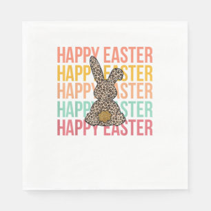 Happy Easter Pastel Spring Leopard Bunny Rabbit Wo Napkin