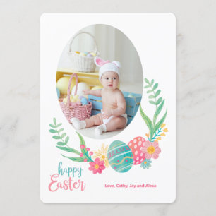 Happy Easter Pastels Photo Flat Card