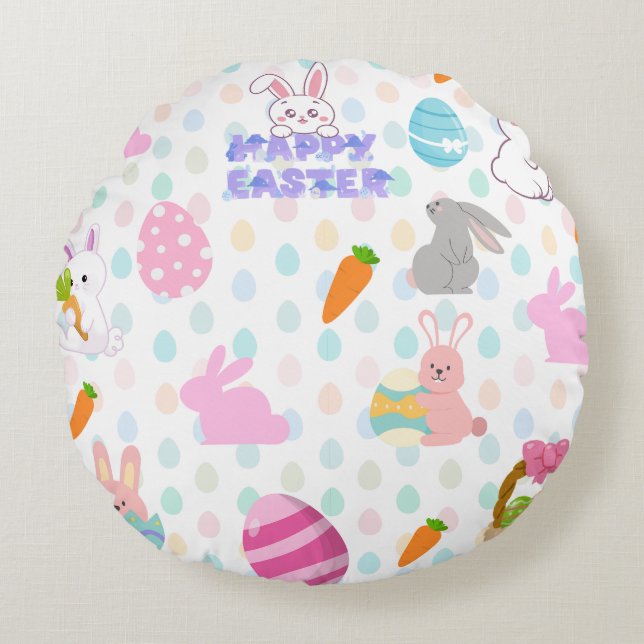 Happy Easter pattern Round Cushion (Front)