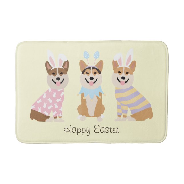 Happy Easter Pembroke Welsh Corgi Dogs Bath Mat (Front)