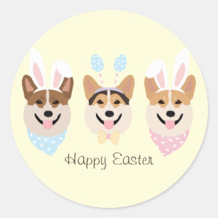 Happy Easter Pembroke Welsh Corgi Dogs Classic Round Sticker