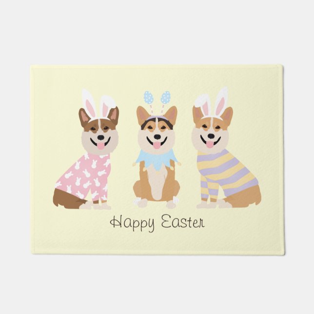 Happy Easter Pembroke Welsh Corgi Dogs Doormat (Front)