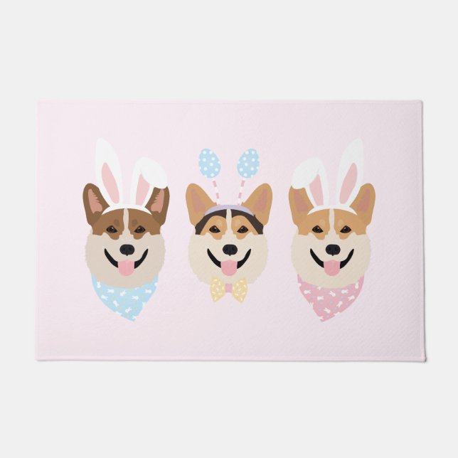 Happy Easter Pembroke Welsh Corgi Dogs Doormat (Front)
