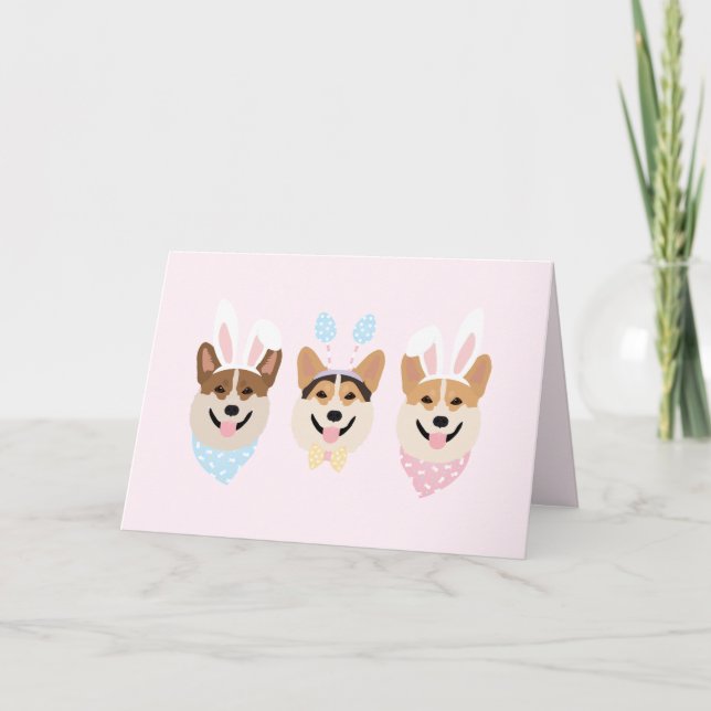 Happy Easter Pembroke Welsh Corgi Dogs Holiday Card (Front)
