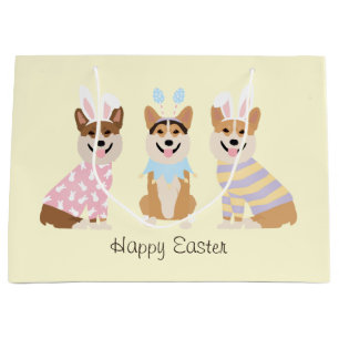 Happy Easter Pembroke Welsh Corgi Dogs Large Gift Bag