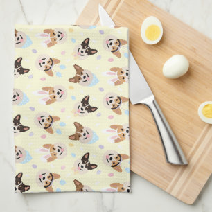 Happy Easter Pembroke Welsh Corgi Dogs Tea Towel