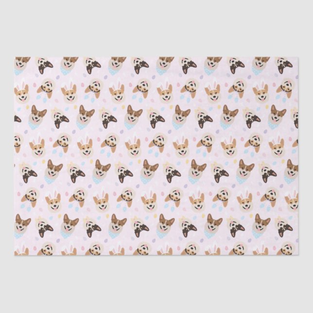 Happy Easter Pembroke Welsh Corgi Dogs Tissue Paper (Front)