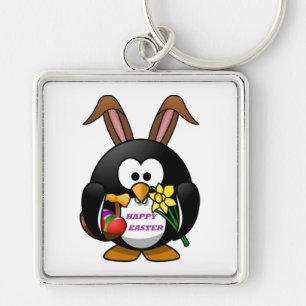"HAPPY EASTER" PENGUIN BUNNY KEY RING